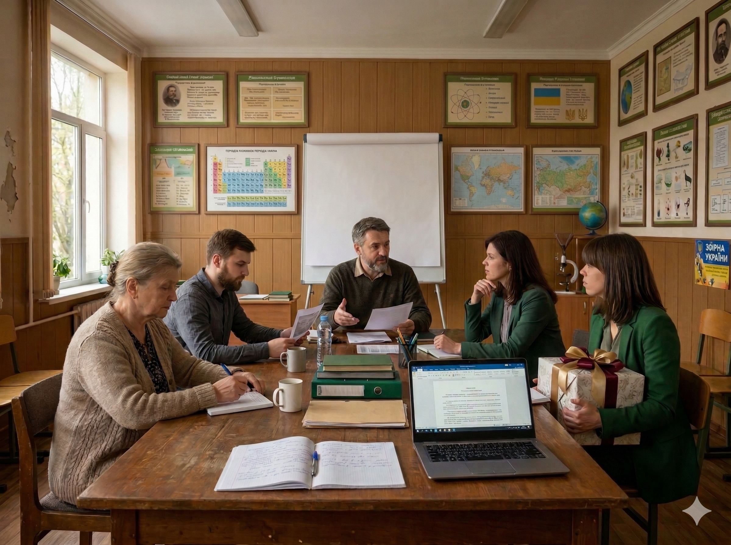 Нарада вчителів в учительській