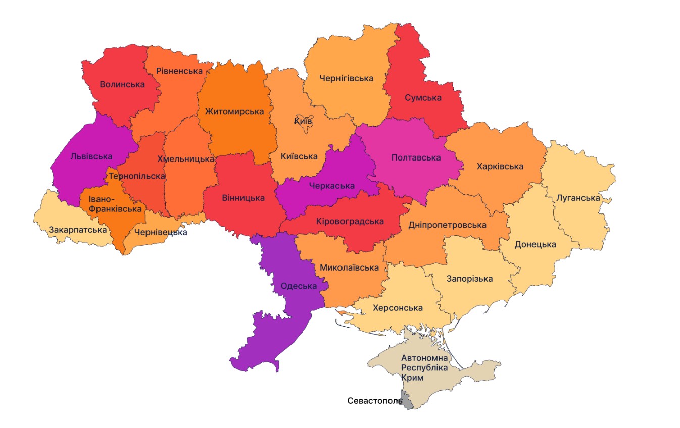 Області-лідери по земельних аукціонах