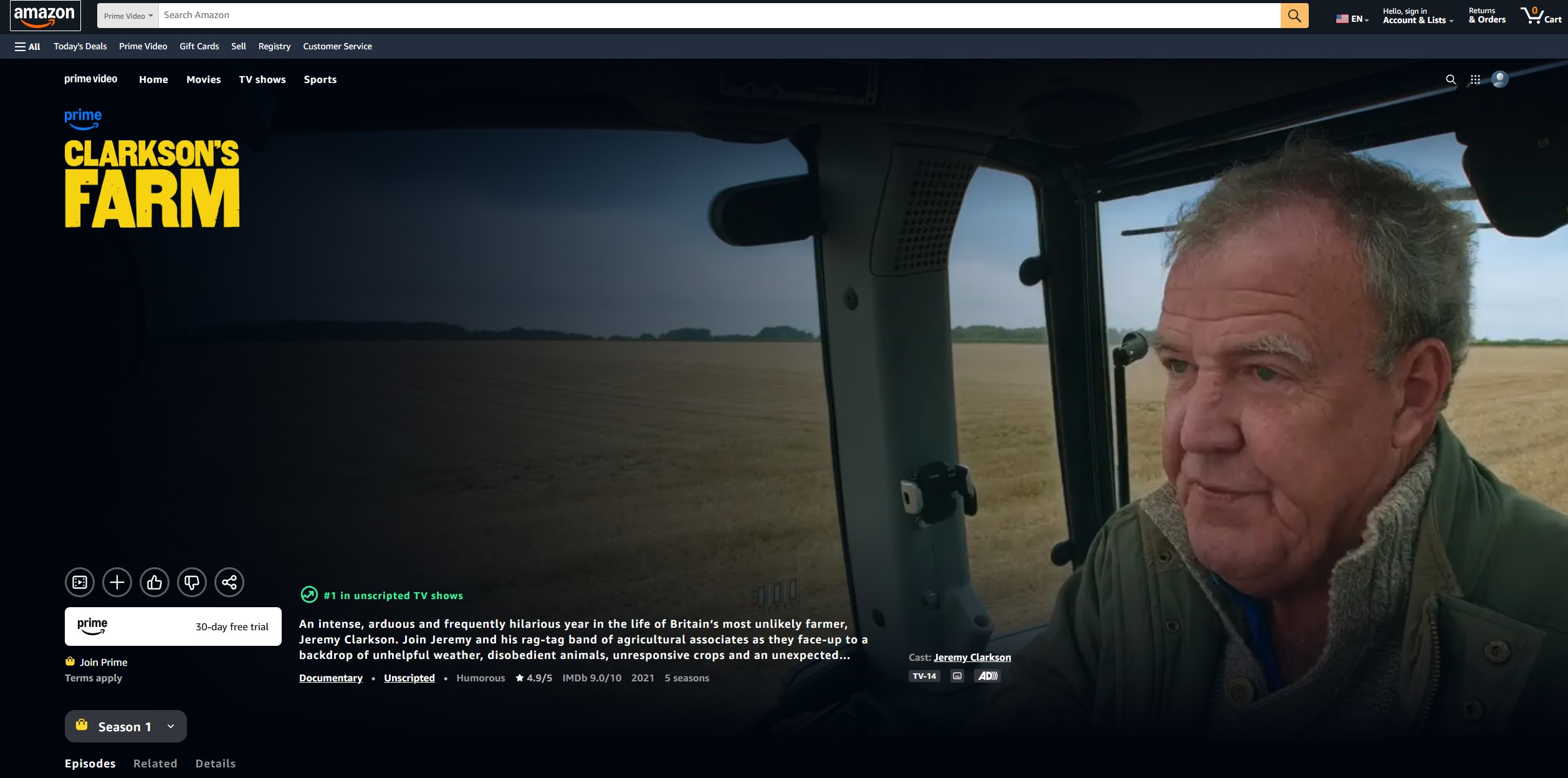 Amazon Prime Video series Clarkson's Farm